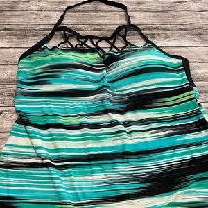 Green blues and blacks swim top